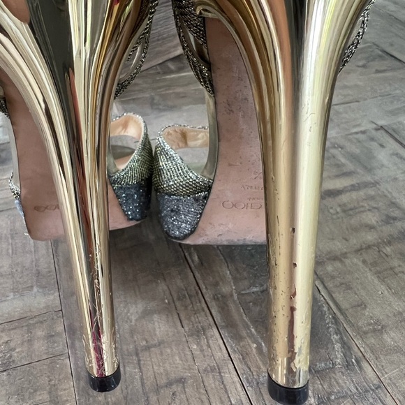 Jimmy Choo Kayden gold/silver glitter heels - Picture 6 of 10